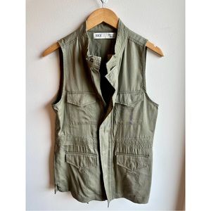 NWT - BKE Women's Canvas Vest - Olive Green - SZ Med